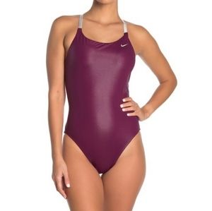 Nike NEW Bonded Back Cutout One-Piece Swim…